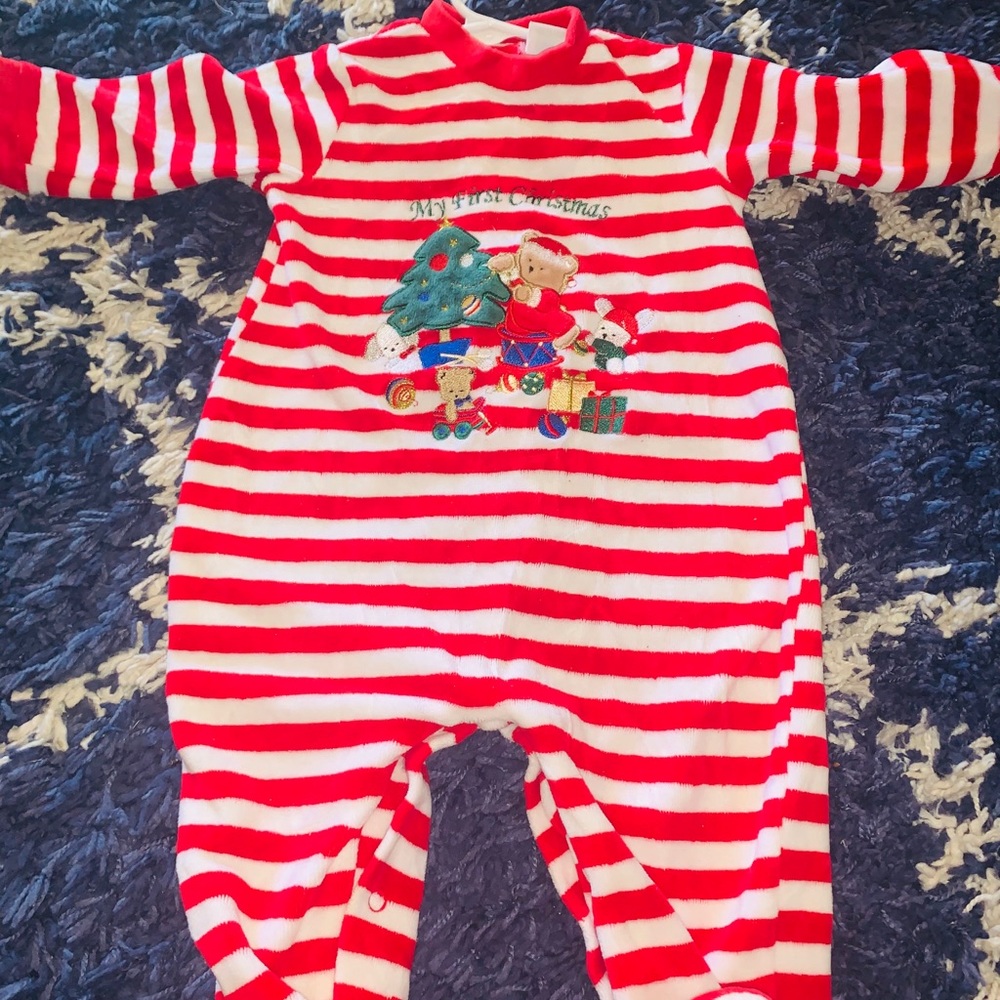 9mo my first Christmas footed pajamas